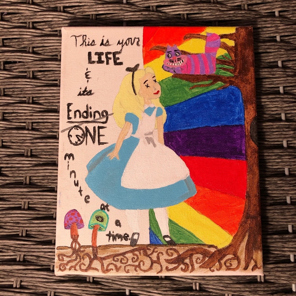 Alice in Wonderland Acrylic 8x10in Canvas Handcrafted